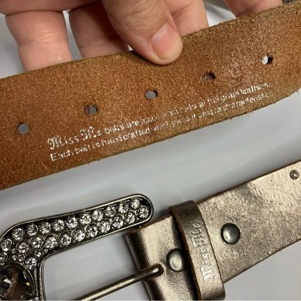 Miss Me studded leather belt size large‎